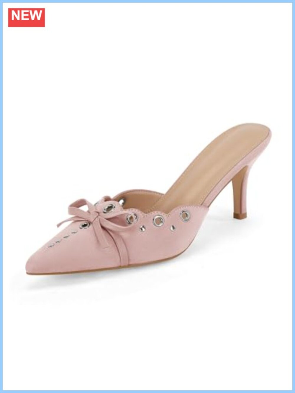 Faux Suede Bow Tie Mule Heels Pointed Toe Stiletto Slip On Dress Pumps